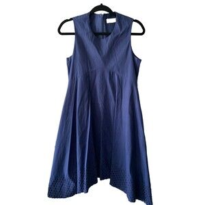 NANETTE Womens Dress 4 Navy Blue‎ Casual Racerback  Lined Embroidered A Line